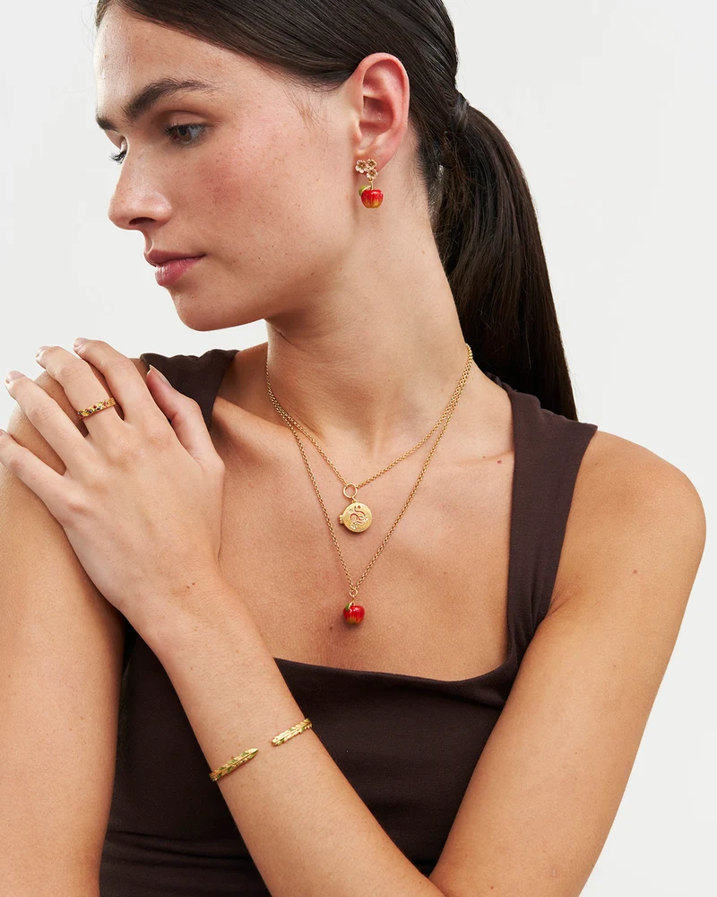 Apple Blossom Drop Earrings in Gold