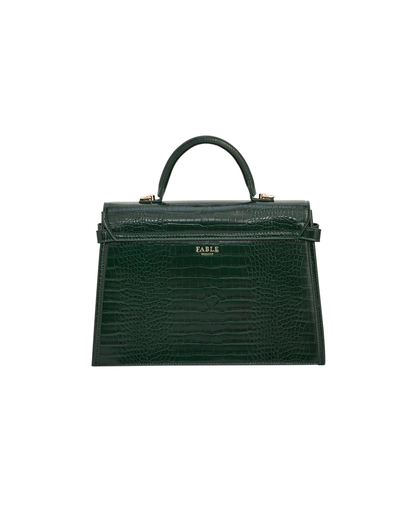 Eliza Top Handle Bag in Forest Green Croc