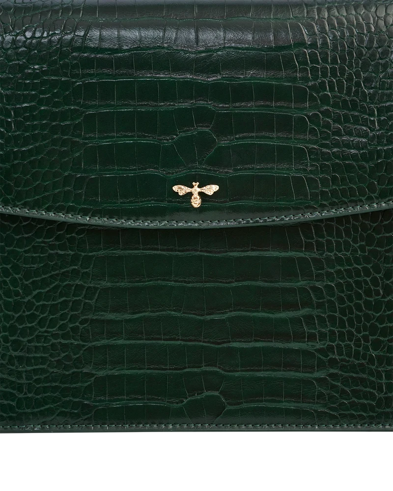 Eliza Top Handle Bag in Forest Green Croc
