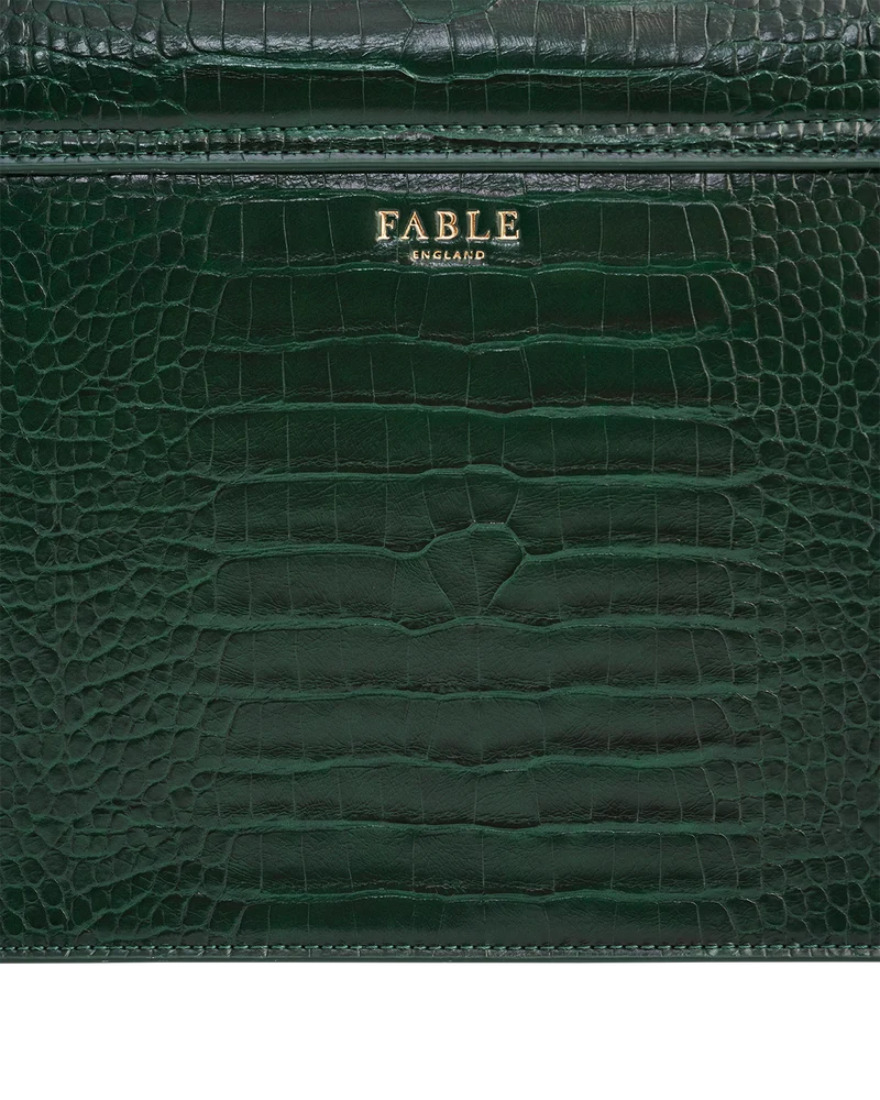 Eliza Top Handle Bag in Forest Green Croc