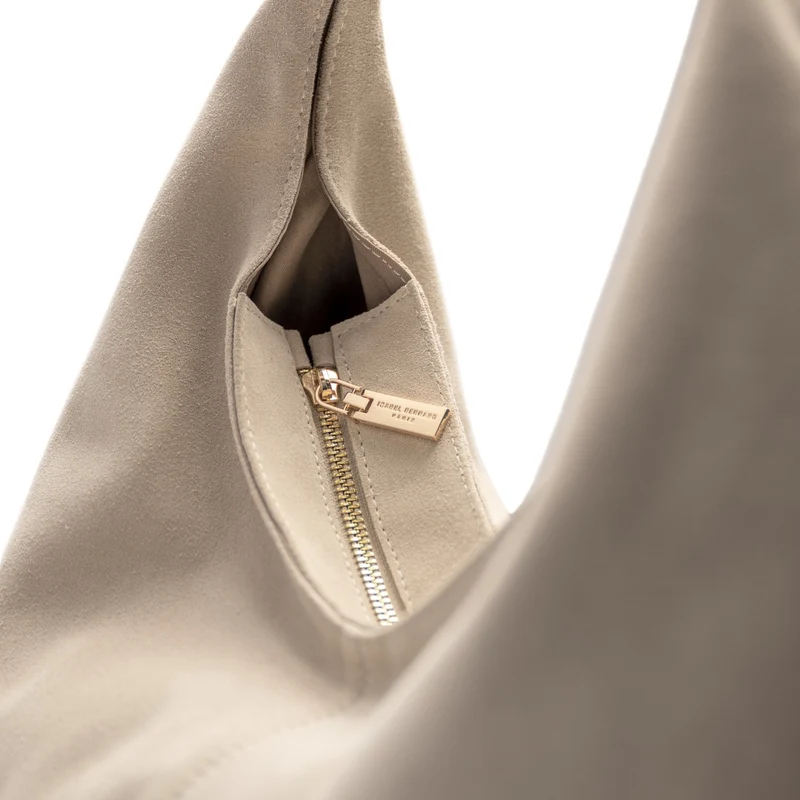 Isabel Bernard Honoré Grace cremefarbene Wildleder-Schultertasche IB25093-170