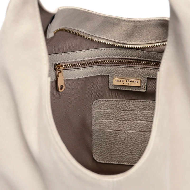 Isabel Bernard Honoré Grace cremefarbene Wildleder-Schultertasche IB25093-170