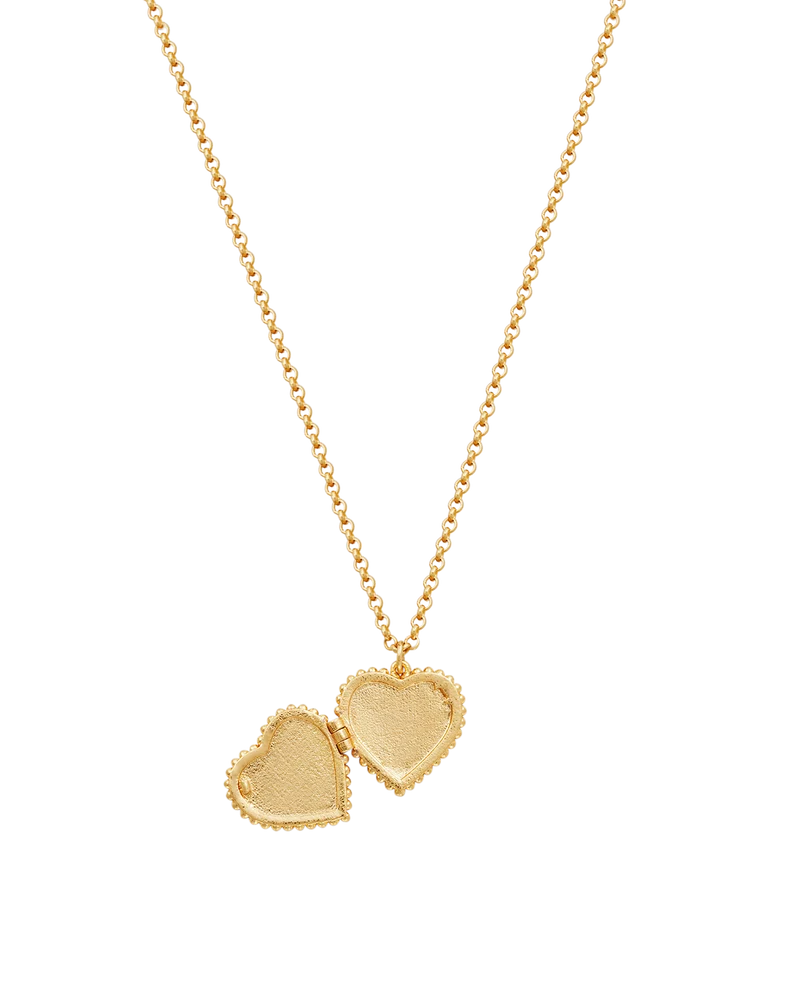 Gold Jasmine Heart Locket Necklace