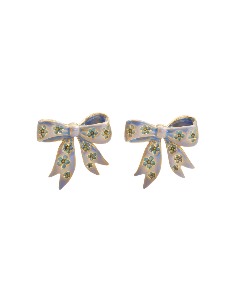 Gold Forget Me Not Bow Stud Earrings