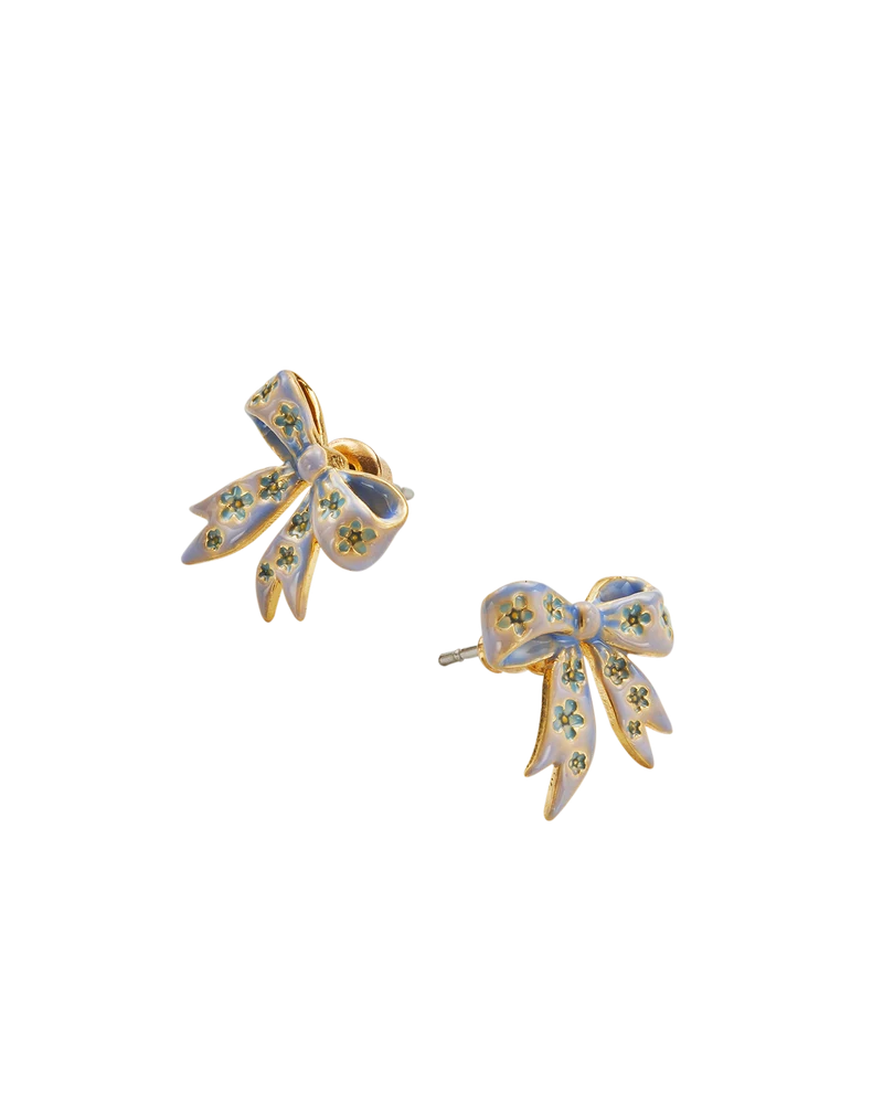 Gold Forget Me Not Bow Stud Earrings