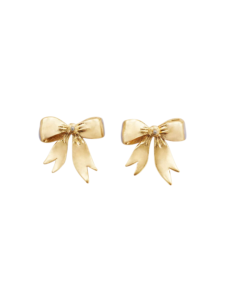 Gold Forget Me Not Bow Stud Earrings