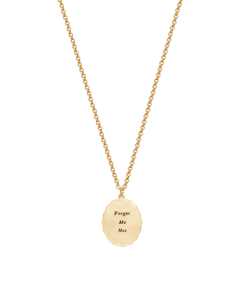 Gold Forget Me Not Pearl Cameo Necklace
