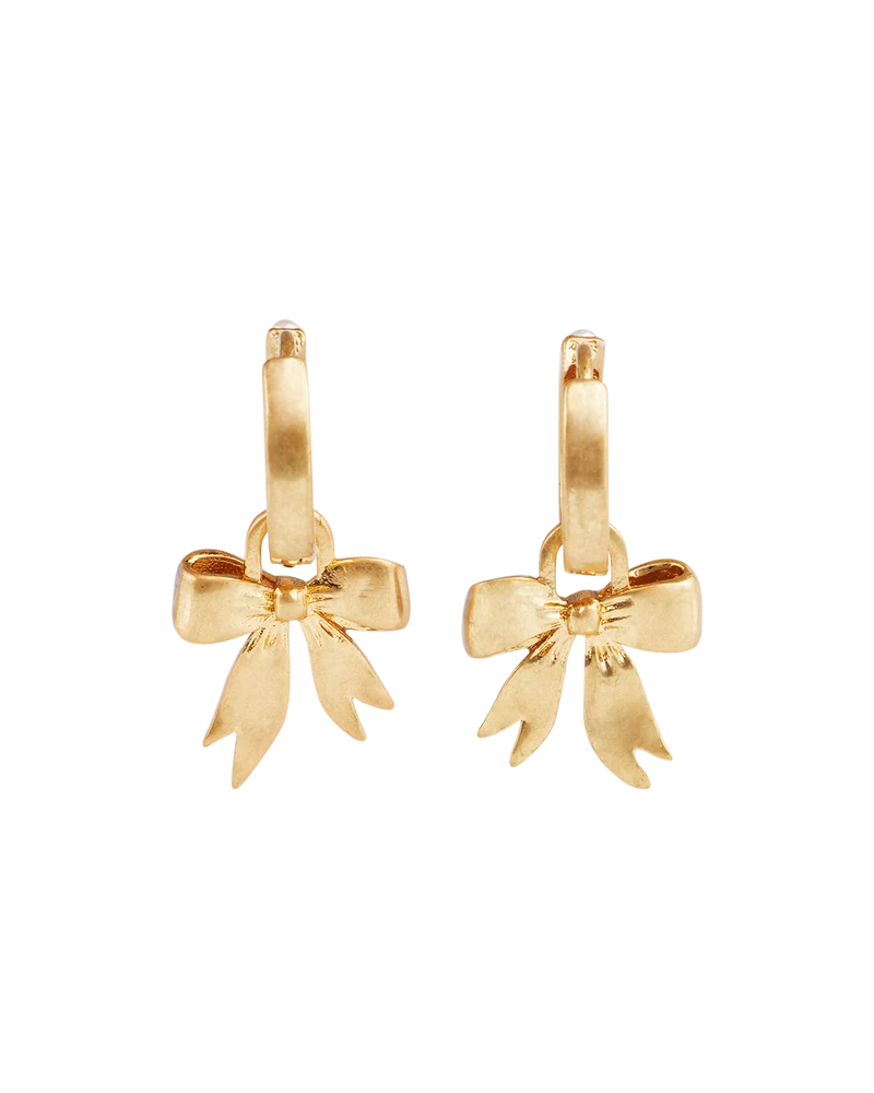 Gold Forget Me Not Bow Huggie Earrings
