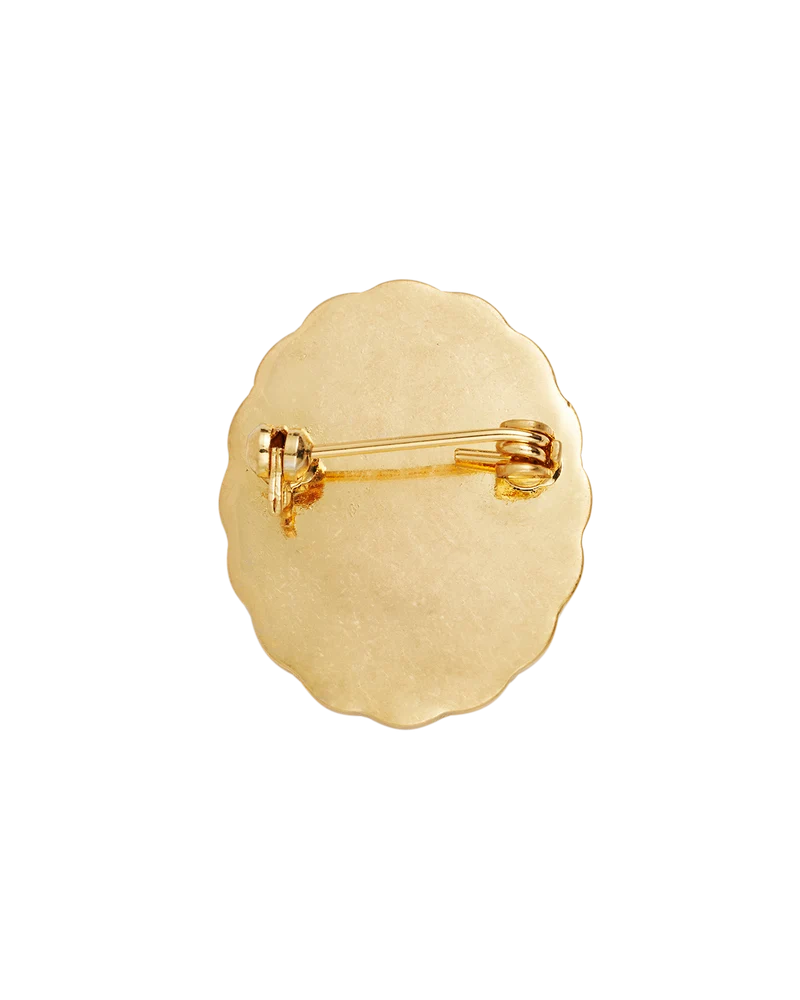Gold Forget Me Not Pearl Cameo Brooch