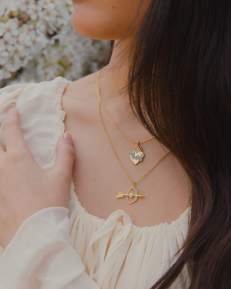 Gold Cupids Bow & Arrow Necklace