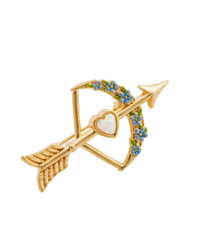 Gold Cupids Bow & Arrow Brooch