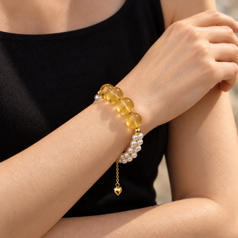 L'Harmonie Dorée | Citrin-Perlenarmband