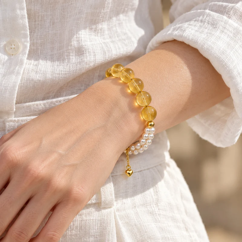 L'Harmonie Dorée | Citrin-Perlenarmband