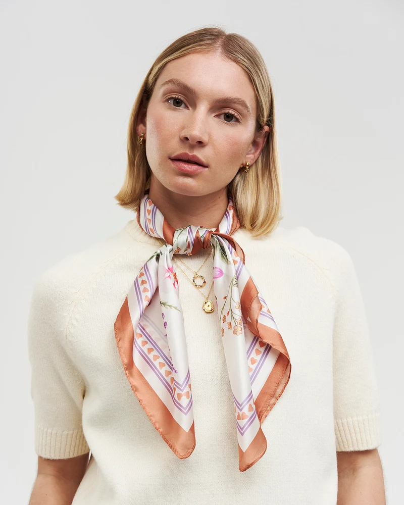 Penelope Square Scarf in Ivory