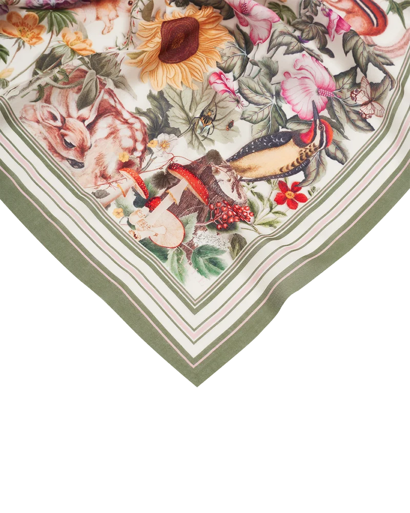 Botanical Rectangle Scarf in Ivory