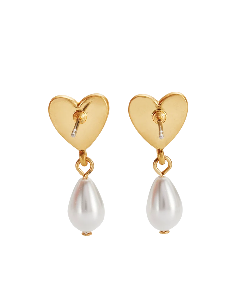 Niva Mistletoe & Pearl Earrings in Gold