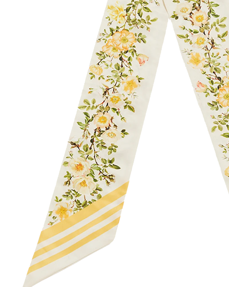 Cybele Floral Skinny Scarf in Yellow