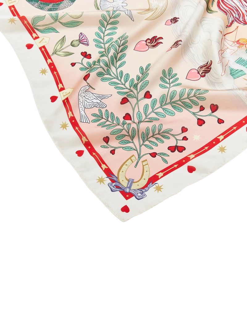 Freya Narrative Square Scarf in Pink