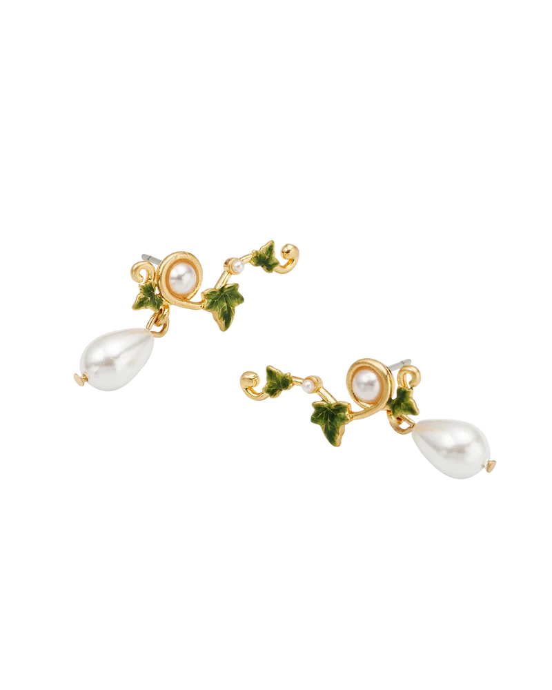 Ivy & Pearl Climber Earrings in Gold