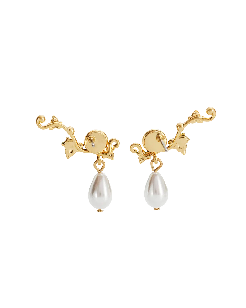 Ivy & Pearl Climber Earrings in Gold