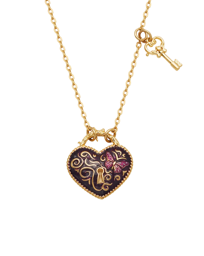 Eve Heart Lock & Key Necklace in Gold