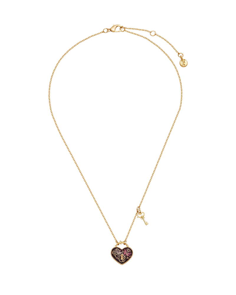 Eve Heart Lock & Key Necklace in Gold