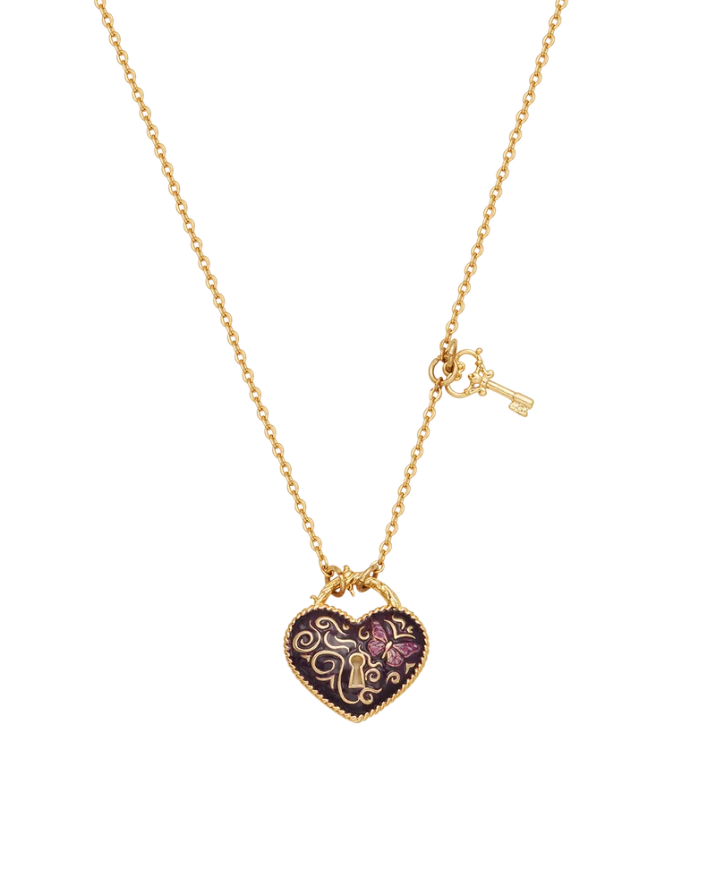 Eve Heart Lock & Key Necklace in Gold