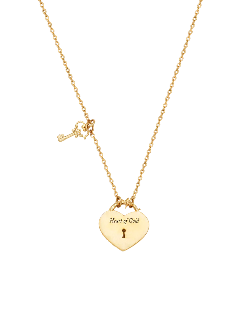 Eve Heart Lock & Key Necklace in Gold
