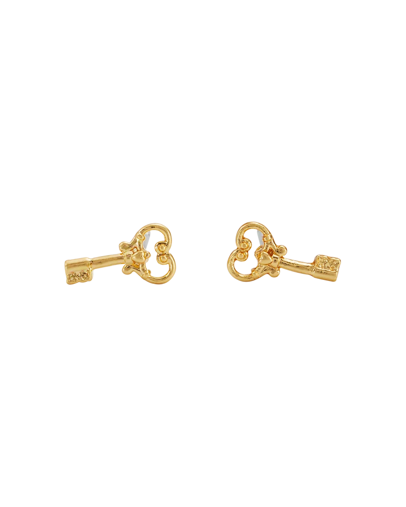 Key Stud Earrings in Gold