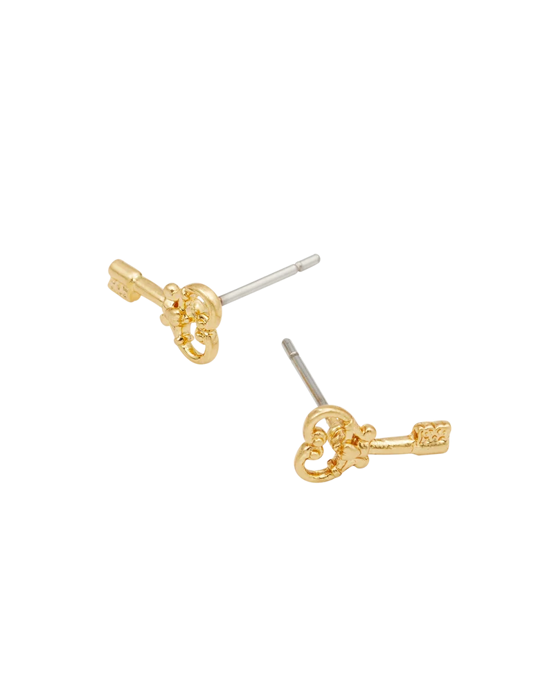 Key Stud Earrings in Gold