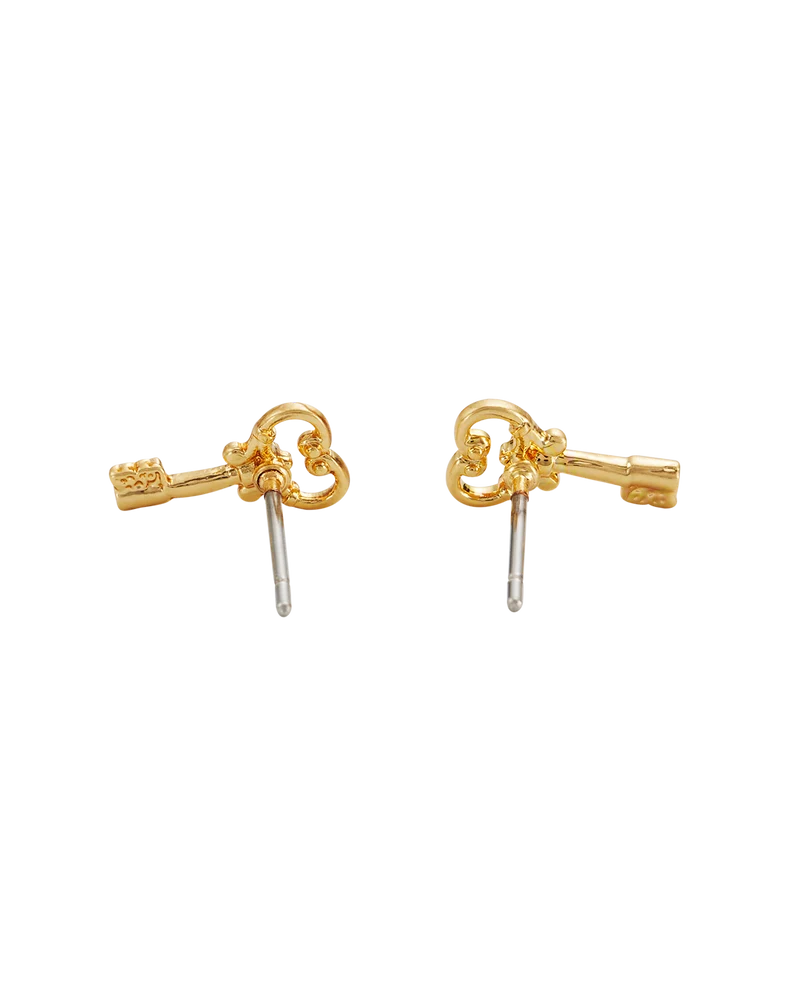Key Stud Earrings in Gold