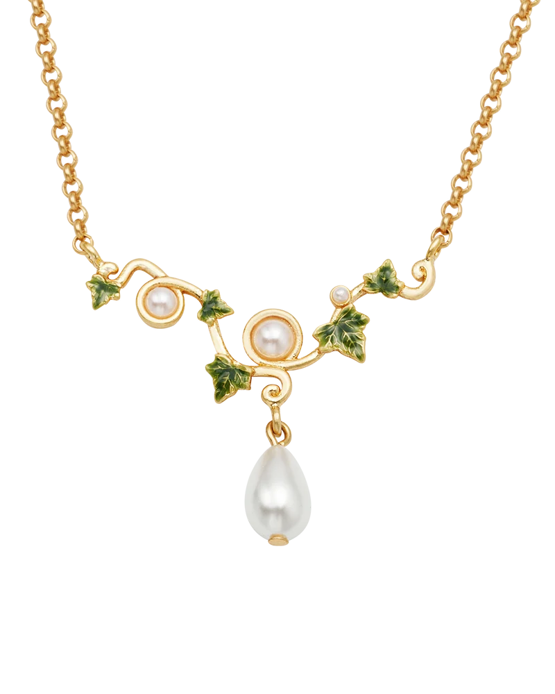 Ivy & Pearl Necklace in Gold