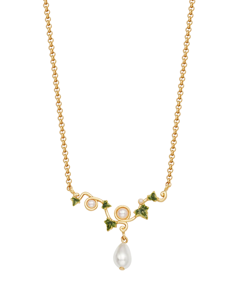 Ivy & Pearl Necklace in Gold