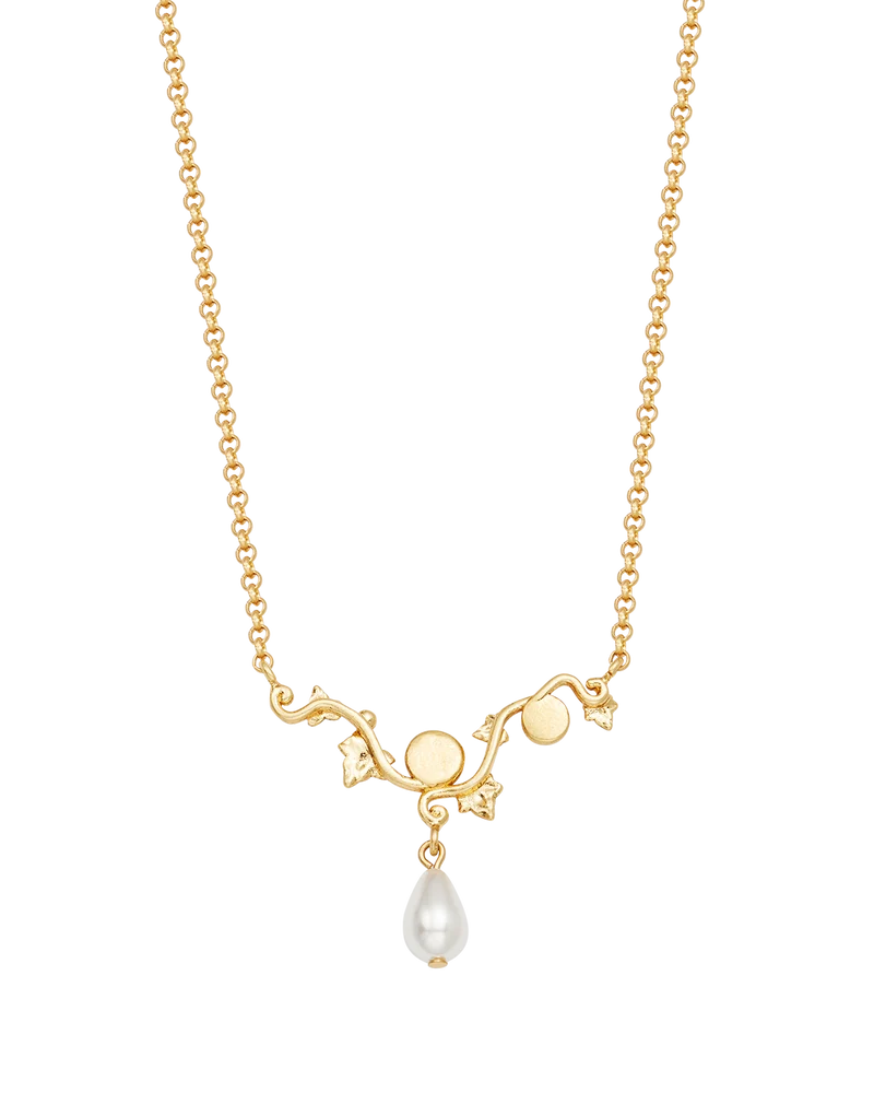 Ivy & Pearl Necklace in Gold