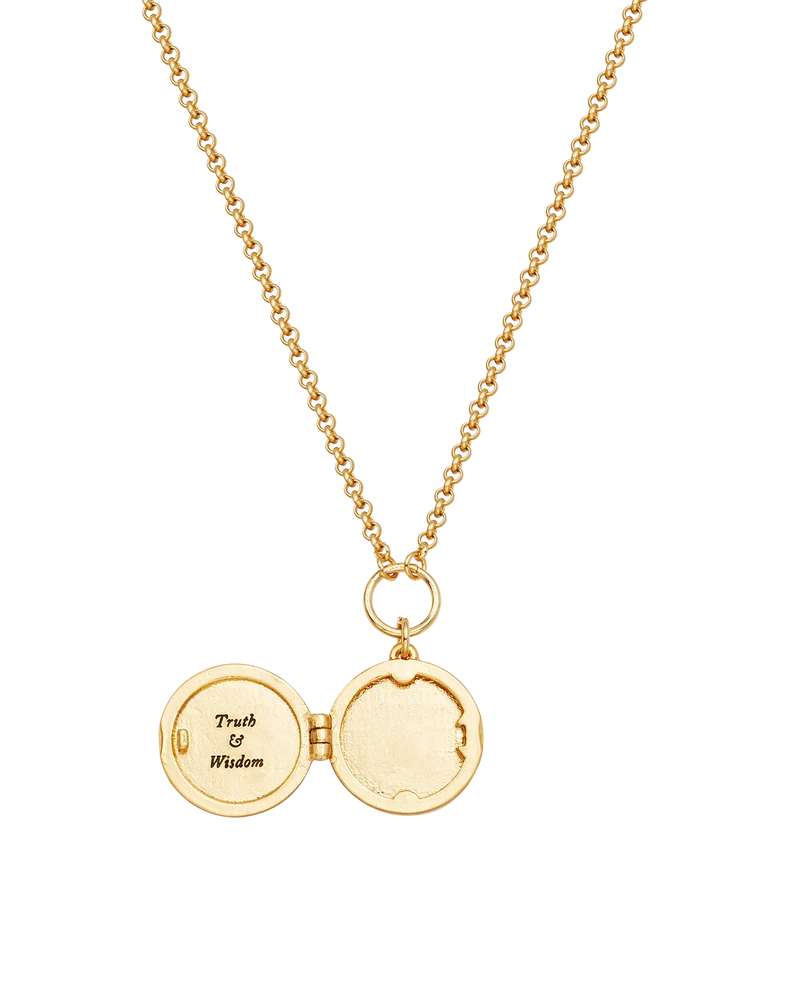 Snake & Blossom Locket Necklace in Gold