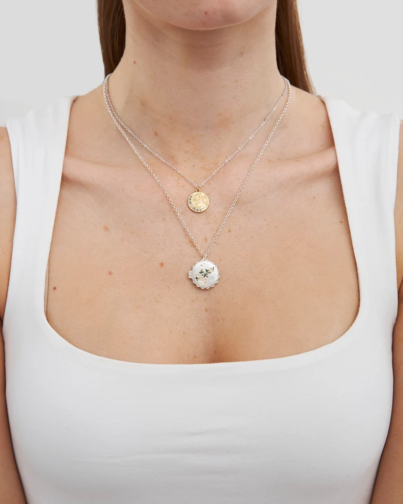 Ivy Blossom Locket Necklace in Silver