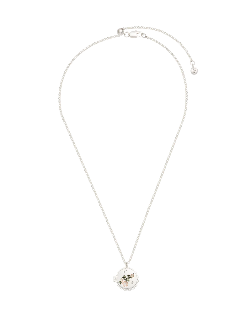 Ivy Blossom Locket Necklace in Silver