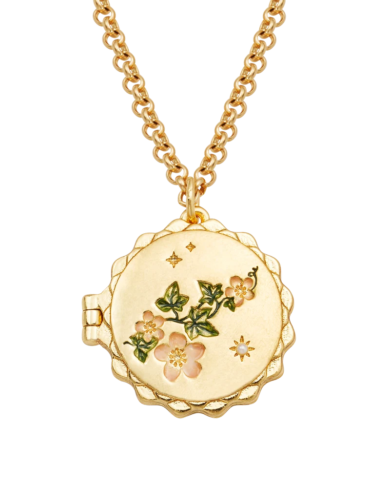 Ivy Blossom Locket Necklace in Gold