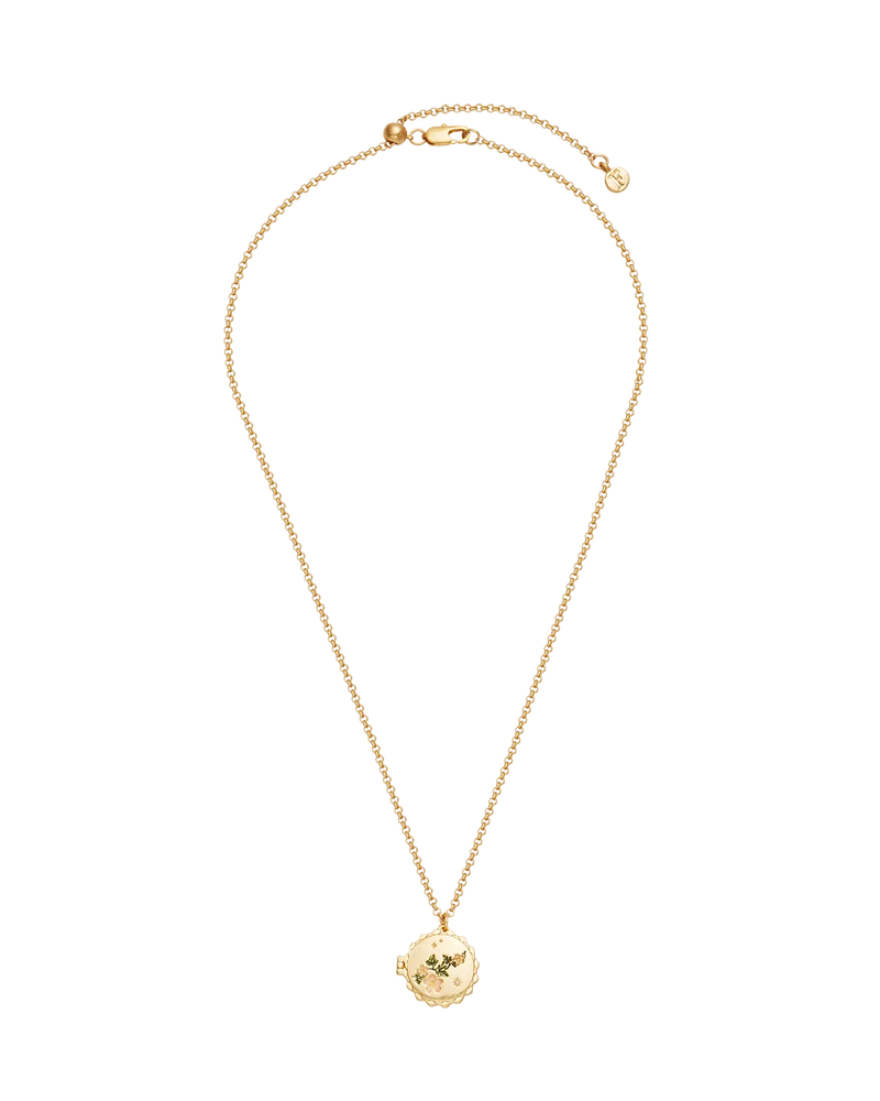 Ivy Blossom Locket Necklace in Gold