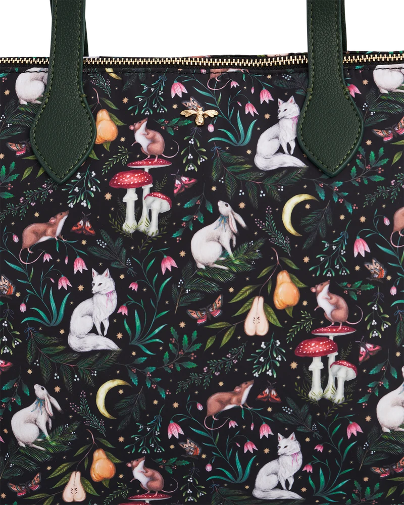 Edith Niva Print Tote Bag in Green