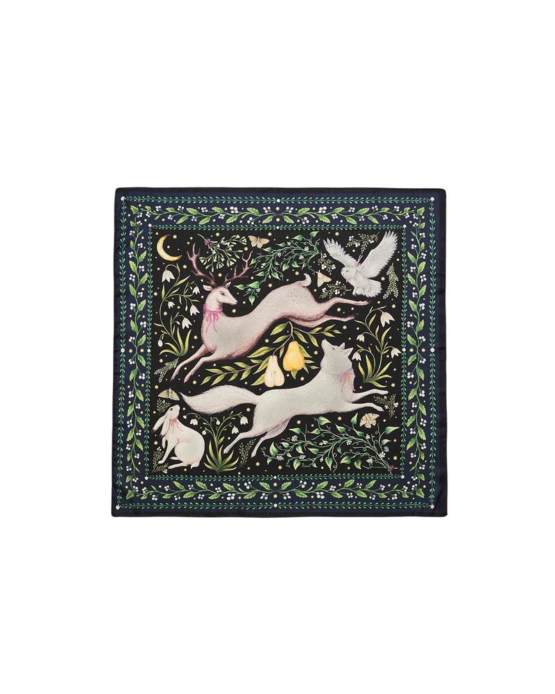 Niva Narrative Medium Square Scarf in Navy