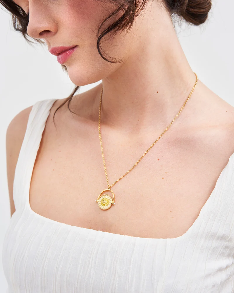 Gold Sun & Moon Spinner Necklace