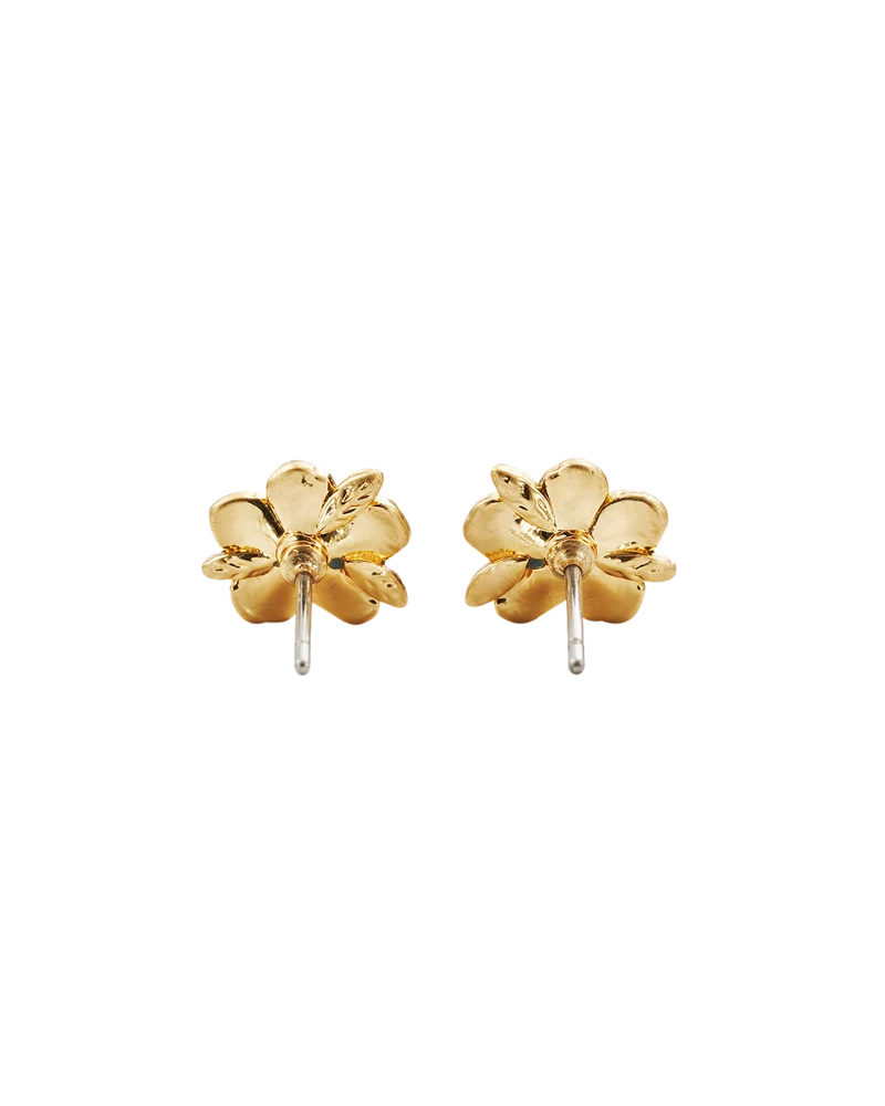 Gold Forget Me Not Heart Locket & Stud Earrings Set