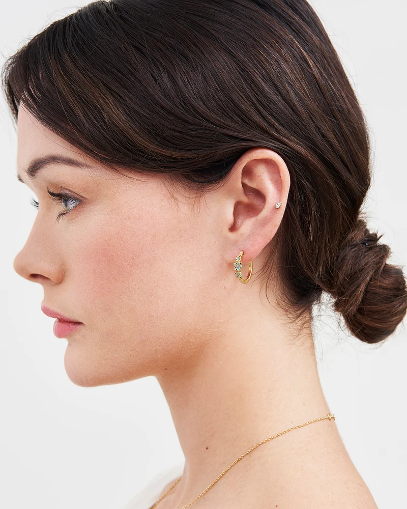 Gold Floral Wreath Hoop Earrings