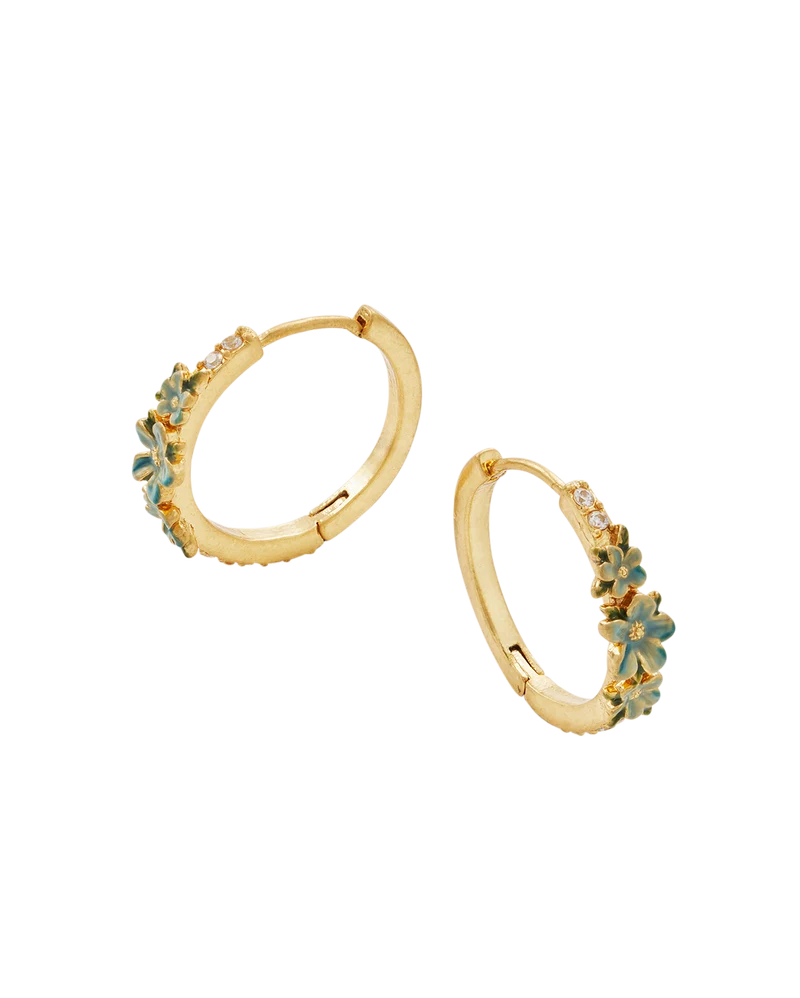 Gold Floral Wreath Necklace & Floral Wreath Hoop Earrings Set