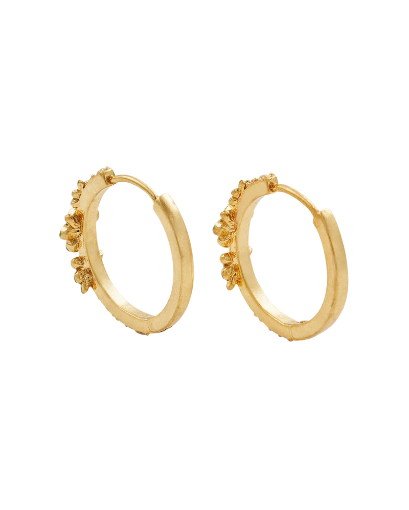 Gold Floral Wreath Necklace & Floral Wreath Hoop Earrings Set