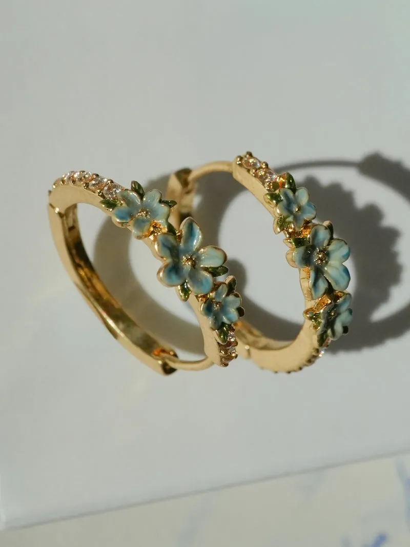 Gold Floral Wreath Hoop Earrings