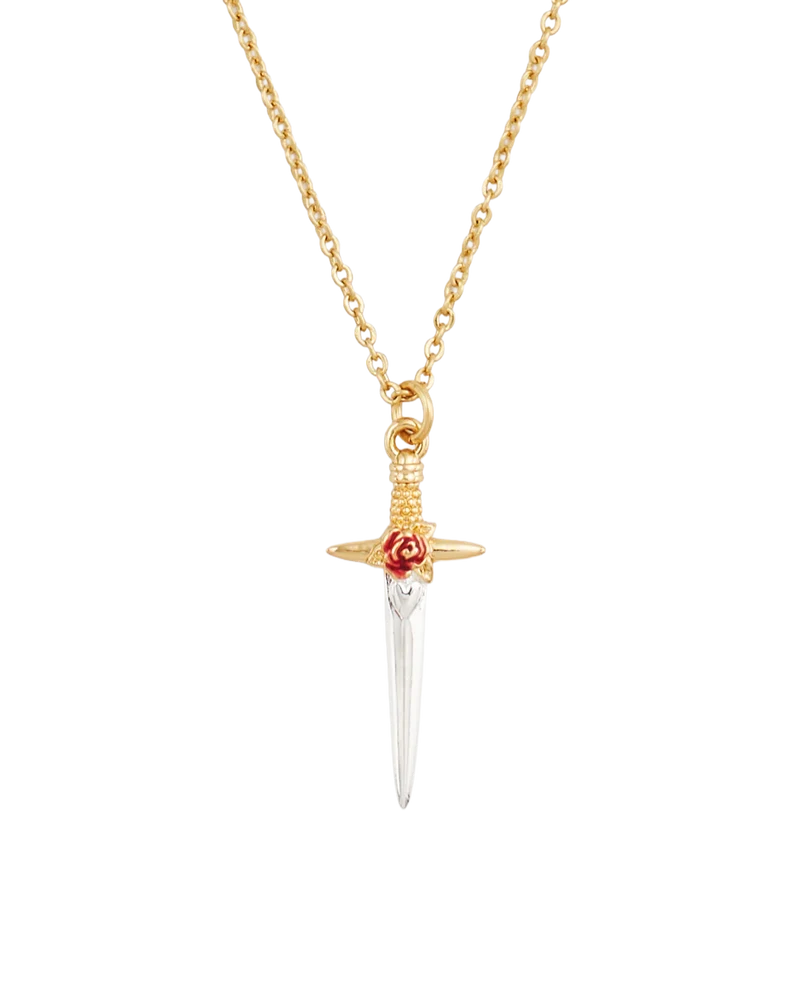 Gold Rose & Dagger Necklace