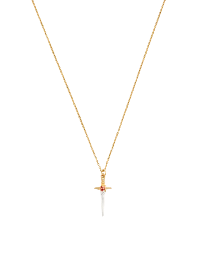Gold Rose & Dagger Necklace