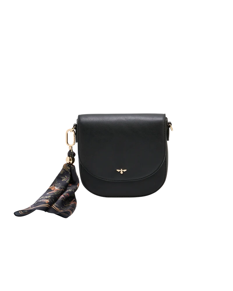 Beth Saddle Crossbody Bag in Black